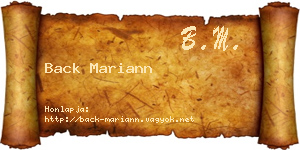 Back Mariann névjegykártya