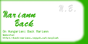 mariann back business card